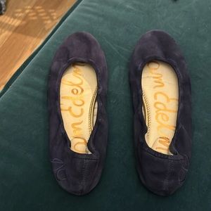 Blue suede ballerina flats. Size 9.5.